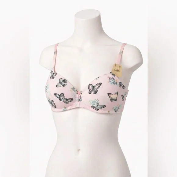 PINK Butterfly Push-Up Bra Cute Bralette Rosa Mariposa - Picture 3 of 8
